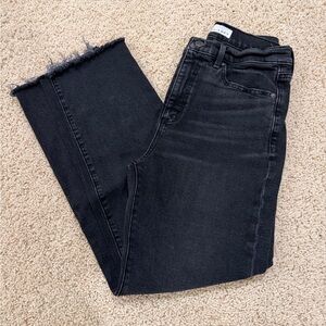 LOFT Black Cropped Jeans with Frayed Hem